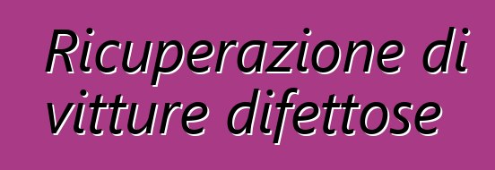 Ricuperazione di vitture difettose