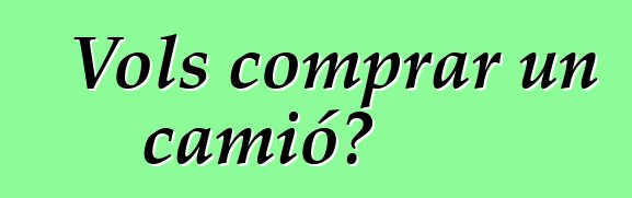 Vols comprar un camió?