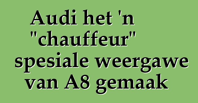 Audi het 'n "chauffeur" spesiale weergawe van A8 gemaak