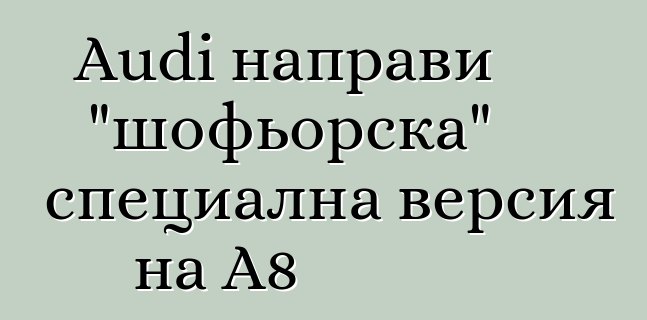 Audi направи "шофьорска" специална версия на A8