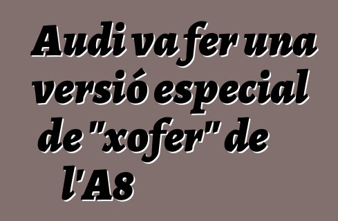 Audi va fer una versió especial de "xofer" de l'A8
