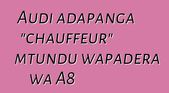 Audi adapanga "chauffeur" mtundu wapadera wa A8