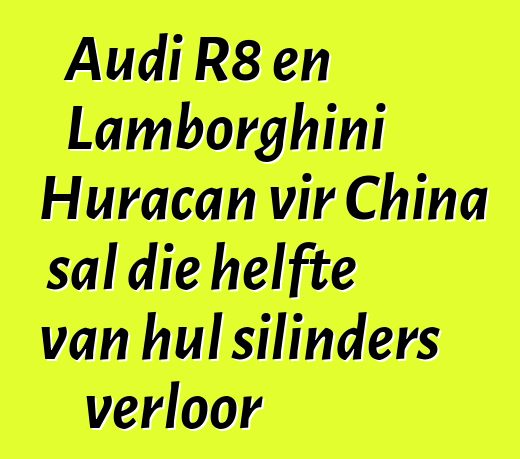 Audi R8 en Lamborghini Huracan vir China sal die helfte van hul silinders verloor