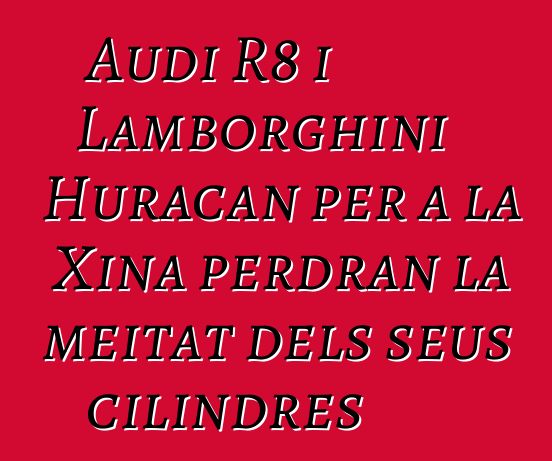 Audi R8 i Lamborghini Huracan per a la Xina perdran la meitat dels seus cilindres