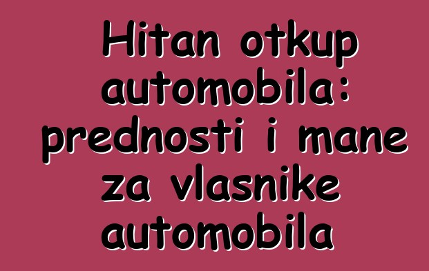 Hitan otkup automobila: prednosti i mane za vlasnike automobila