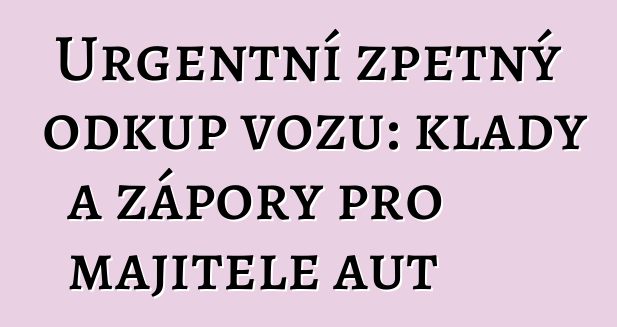 Urgentní zpětný odkup vozu: klady a zápory pro majitele aut