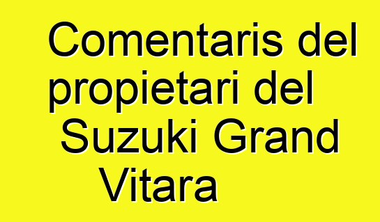 Comentaris del propietari del Suzuki Grand Vitara