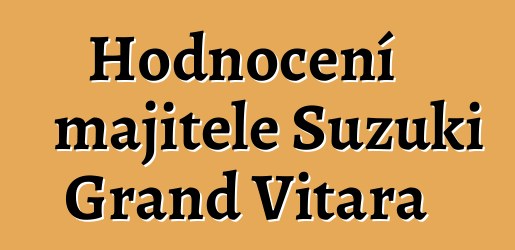 Hodnocení majitele Suzuki Grand Vitara