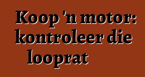 Koop 'n motor: kontroleer die looprat