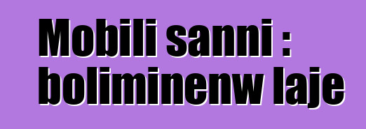 Mobili sanni : boliminɛnw lajɛ