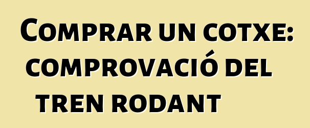Comprar un cotxe: comprovació del tren rodant