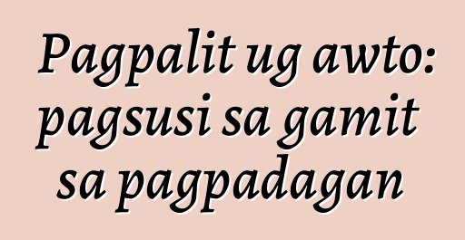 Pagpalit ug awto: pagsusi sa gamit sa pagpadagan