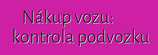 Nákup vozu: kontrola podvozku