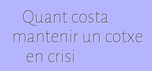 Quant costa mantenir un cotxe en crisi