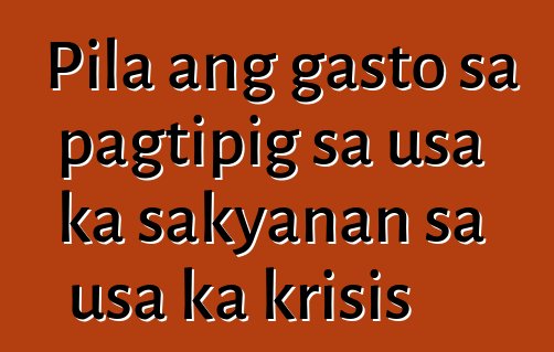 Pila ang gasto sa pagtipig sa usa ka sakyanan sa usa ka krisis