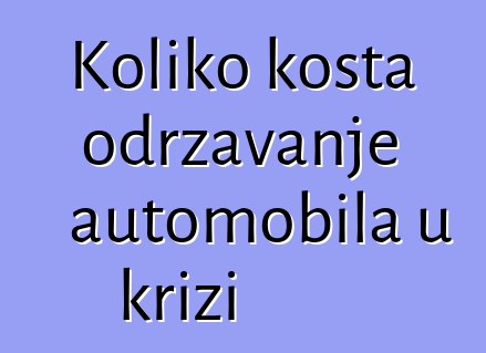 Koliko košta održavanje automobila u krizi