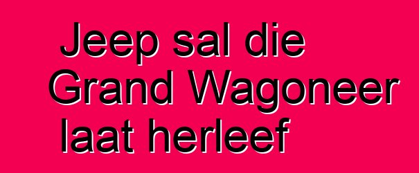 Jeep sal die Grand Wagoneer laat herleef