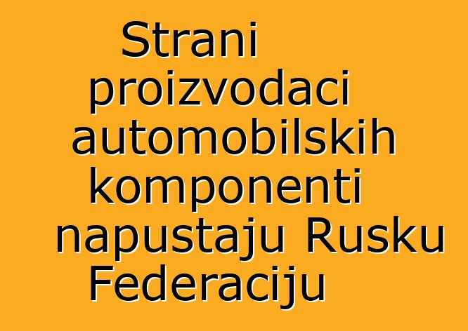 Strani proizvođači automobilskih komponenti napuštaju Rusku Federaciju