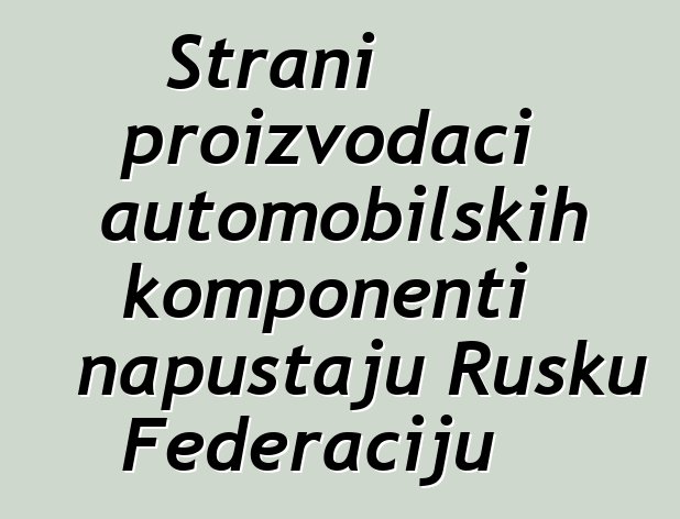 Strani proizvođači automobilskih komponenti napuštaju Rusku Federaciju