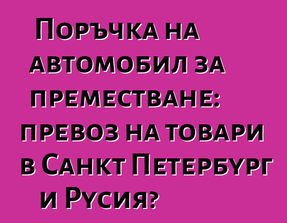 Поръчка на автомобил за преместване: превоз на товари в Санкт Петербург и Русия?