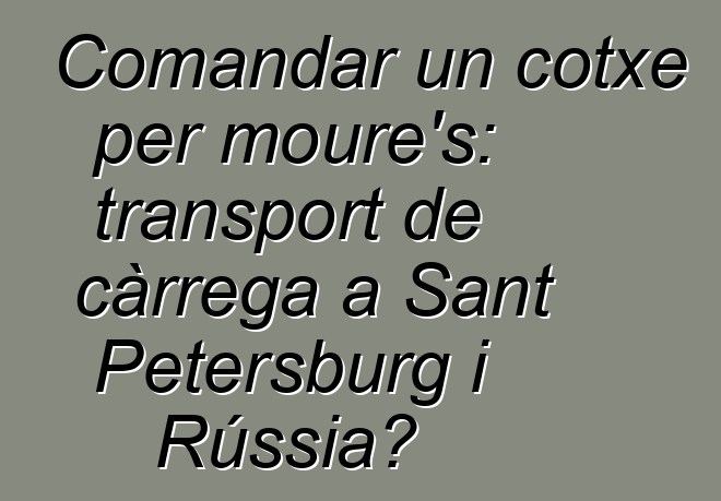 Comandar un cotxe per moure's: transport de càrrega a Sant Petersburg i Rússia?