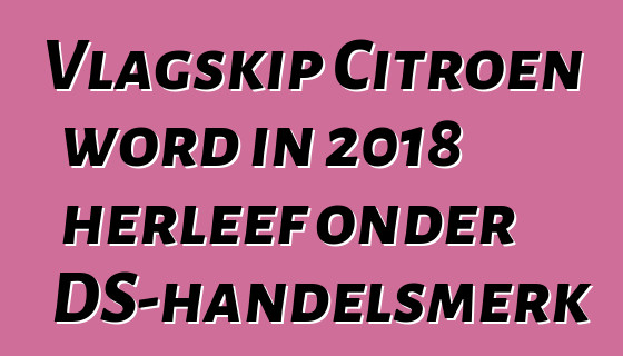 Vlagskip Citroen word in 2018 herleef onder DS-handelsmerk