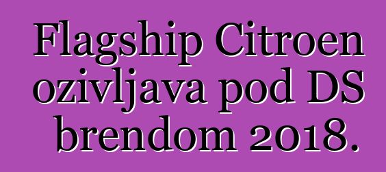 Flagship Citroen oživljava pod DS brendom 2018.