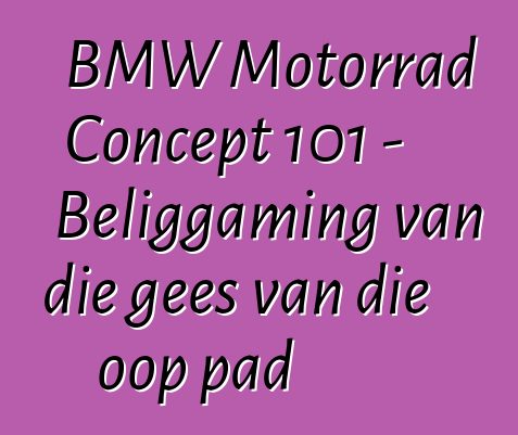 BMW Motorrad Concept 101 – Beliggaming van die gees van die oop pad