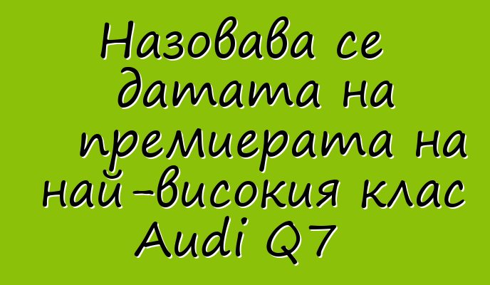 Назовава се датата на премиерата на най-високия клас Audi Q7