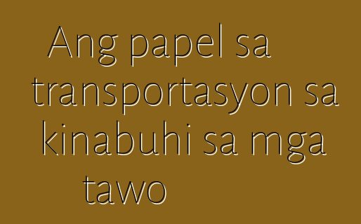 Ang papel sa transportasyon sa kinabuhi sa mga tawo
