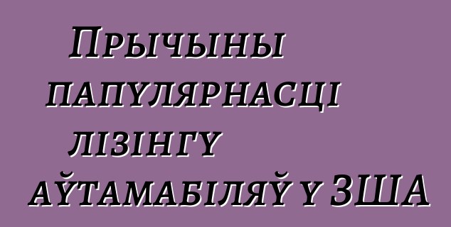 Прычыны папулярнасці лізінгу аўтамабіляў у ЗША