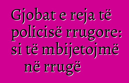Gjobat e reja të policisë rrugore: si të mbijetojmë në rrugë