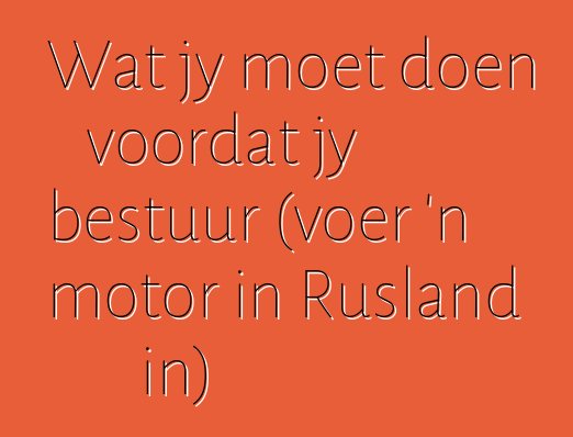 Wat jy moet doen voordat jy bestuur (voer 'n motor in Rusland in)