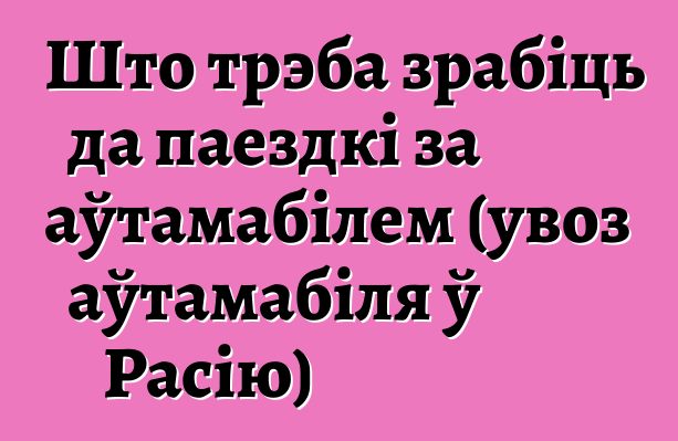 Што трэба зрабіць да паездкі за аўтамабілем (увоз аўтамабіля ў Расію)