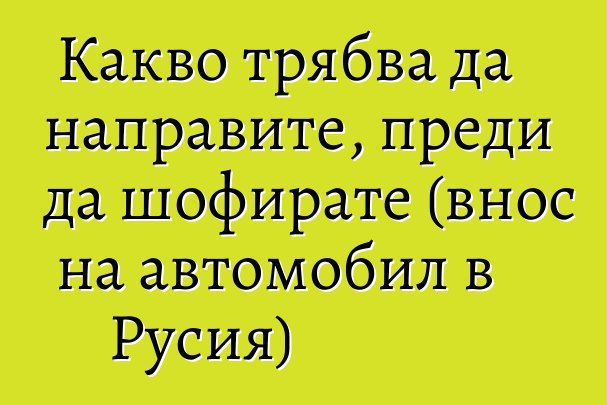 Какво трябва да направите, преди да шофирате (внос на автомобил в Русия)