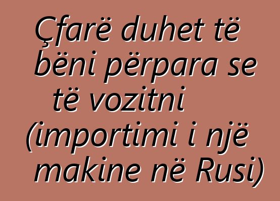 Çfarë duhet të bëni përpara se të vozitni (importimi i një makine në Rusi)