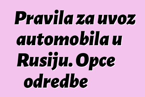 Pravila za uvoz automobila u Rusiju. Opće odredbe