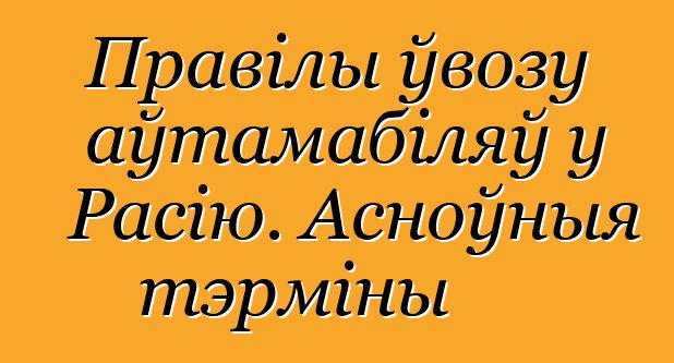 Правілы ўвозу аўтамабіляў у Расію. Асноўныя тэрміны