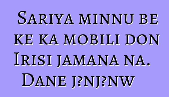 Sariya minnu bɛ kɛ ka mobili don Irisi jamana na. Daɲɛ jɔnjɔnw