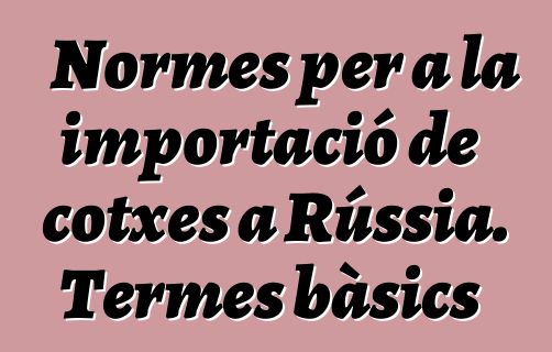 Normes per a la importació de cotxes a Rússia. Termes bàsics
