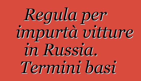 Regula per impurtà vitture in Russia. Termini basi
