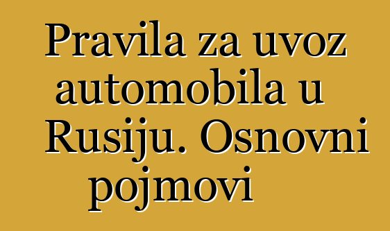 Pravila za uvoz automobila u Rusiju. Osnovni pojmovi