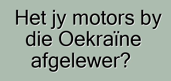 Het jy motors by die Oekraïne afgelewer?