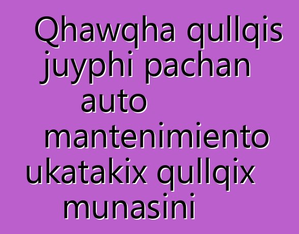 Qhawqha qullqis juyphi pachan auto mantenimiento ukatakix qullqix munasini