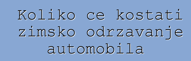 Koliko će koštati zimsko održavanje automobila