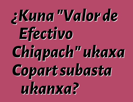 ¿Kuna "Valor de Efectivo Chiqpach" ukaxa Copart subasta ukanxa?