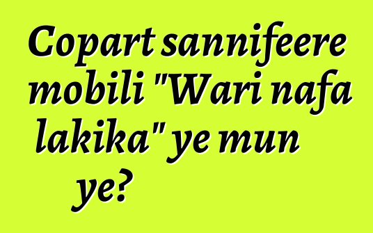 Copart sannifeere mobili "Wari nafa lakika" ye mun ye?