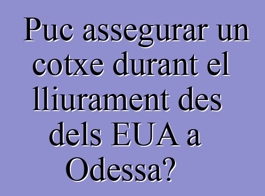 Puc assegurar un cotxe durant el lliurament des dels EUA a Odessa?