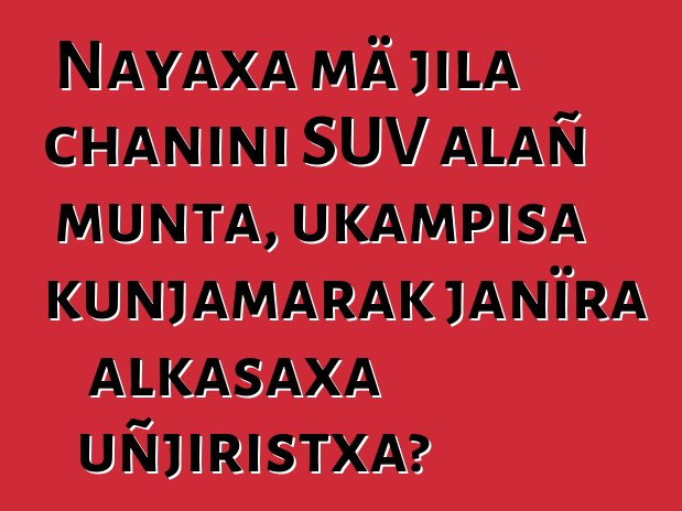 Nayaxa mä jila chanini SUV alañ munta, ukampisa kunjamarak janïra alkasaxa uñjiristxa?
