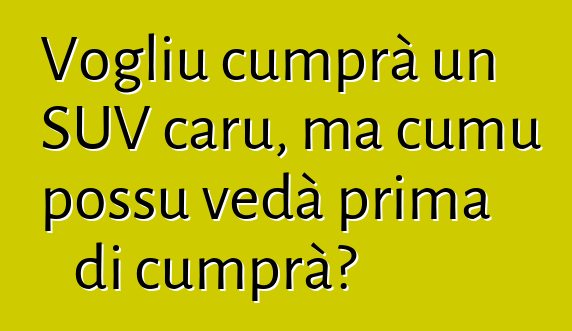 Vogliu cumprà un SUV caru, ma cumu possu vedà prima di cumprà?